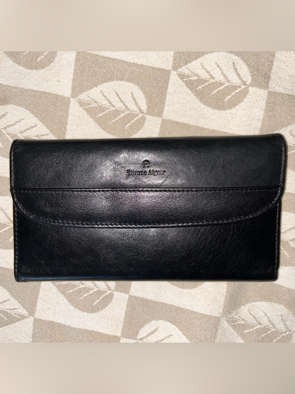 Etienne Aigner Black Leather Continental Wallet